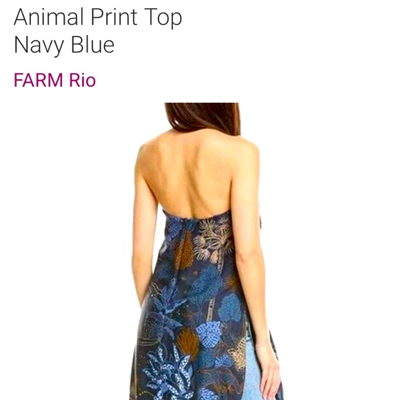 FARM Rio Navy Blue Strapless Top (blouse) NWT. Off the shoulder mini dress - Picture 6 of 10